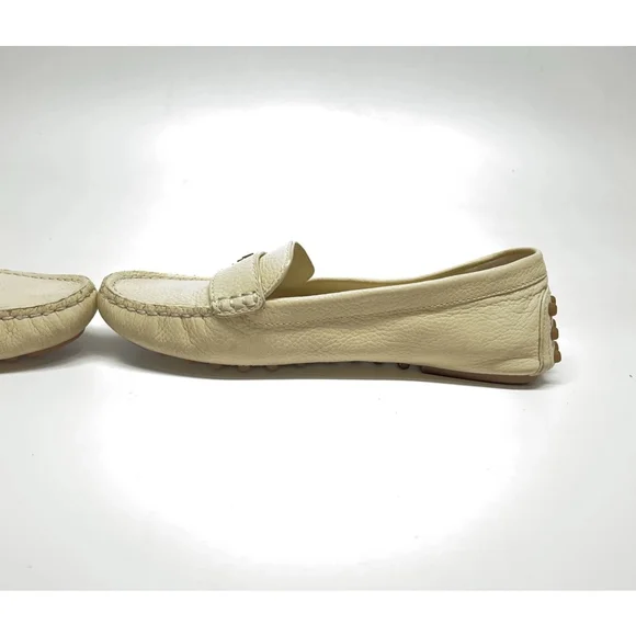 Tory Burch Kira Driver Cream Leather Loafers Size 7 - Picture 7 of 9